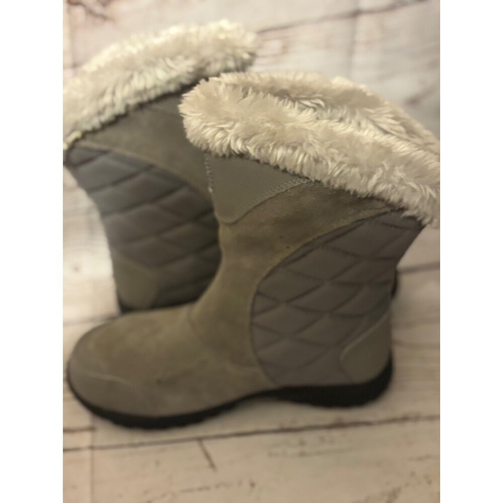 Columbia Gray Suede Fur Top Winter Warm Snow Boots Women’s Size 6 - Picture 5 of 12